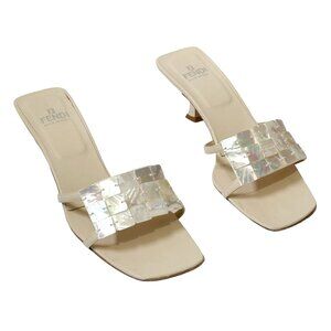 Vintage 00s 'Fendi' Mother of Pearl Leather Sandals IT36.5